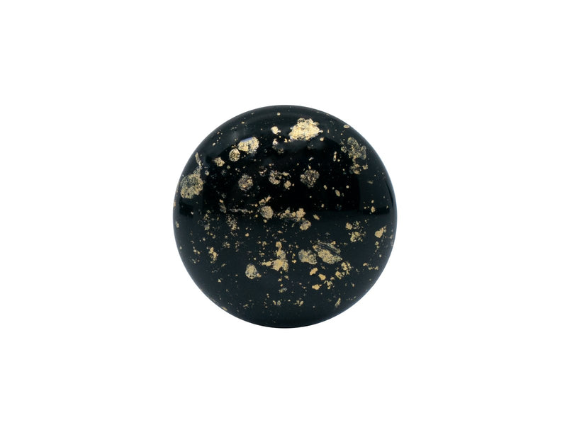 Cabochon 18 mm, Jet Black Splash, Czech Glass