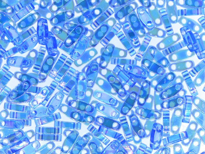 Quarter Tila™Beads 5x1.2x1.9 mm, 2 Holes, Transparent Light Sapphire AB, Miyuki Japanese Beads