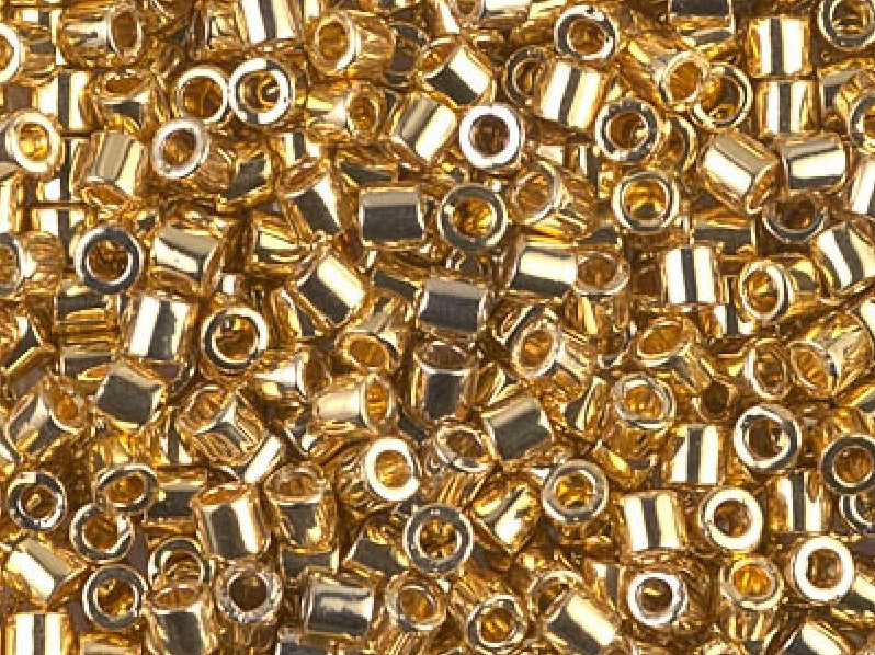 Delica Seed Beads 8/0, 24KT Gold Plated, Miyuki Japanese Beads