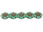 12 pcs Flower Beads, 18mm, Opaque Turquoise Green with Bronze Fired Color, Czech Glass