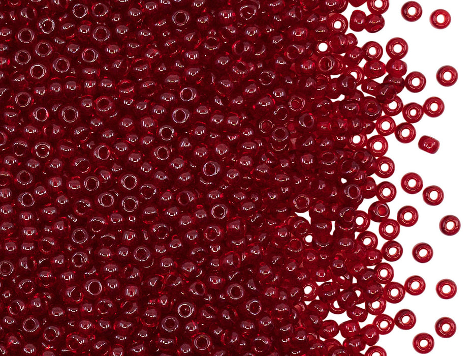 Rocailles Seed Beads 10/0, Ruby Transparent, Czech Glass