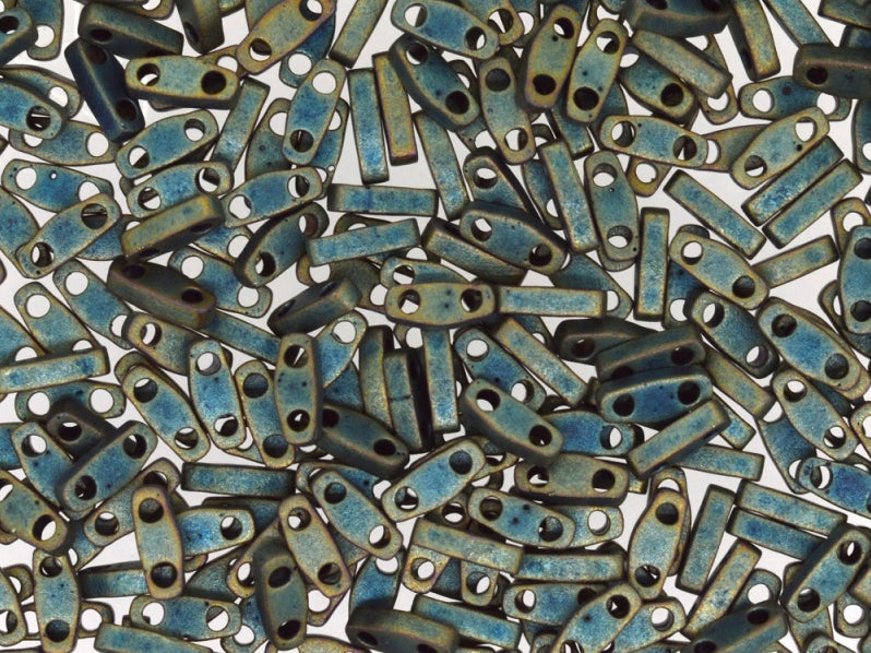 Quarter Tila™Beads 5x1.2x1.9 mm, 2 Holes, Matted Metallic Patina Iris, Miyuki Japanese Beads