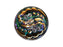 Czech Glass Button Hand Painted, Size 12 (27.0mm | 1 1/16''), Gold Green Purple with Crystal Rhinestones, Czech Glass