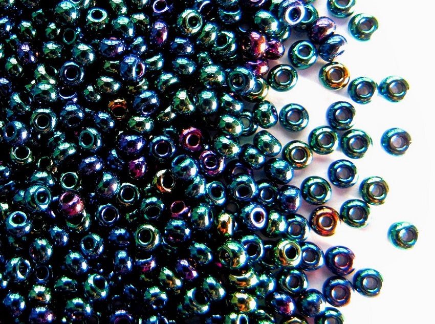 Rocailles Seed Beads 8/0, Blue Iris, Czech Glass