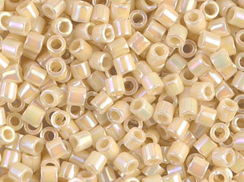 Delica Seed Beads 8/0, Opaque Cream AB, Miyuki Japanese Beads