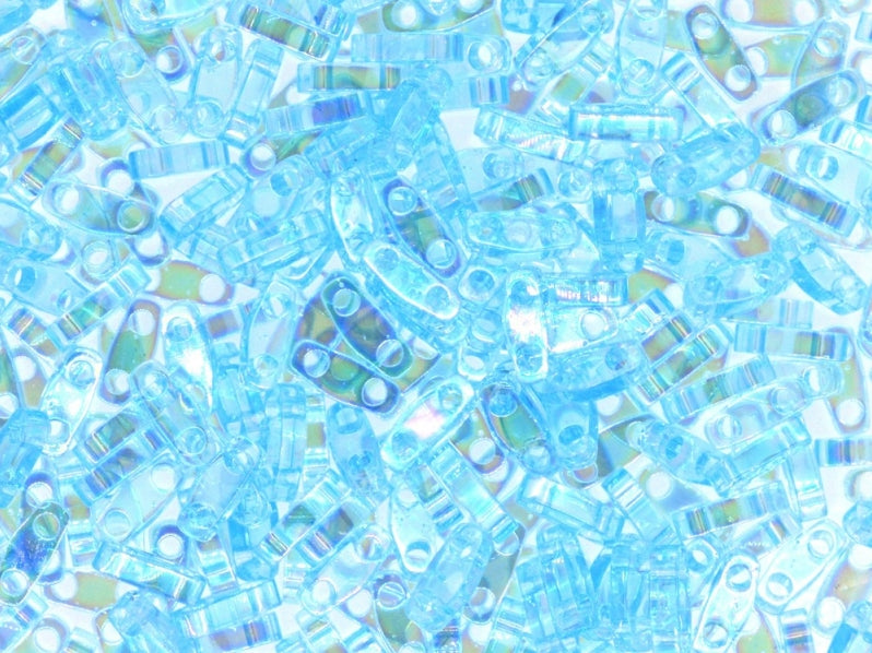 Quarter Tila™Beads 5x1.2x1.9 mm, 2 Holes, Pale Aqua AB, Miyuki Japanese Beads