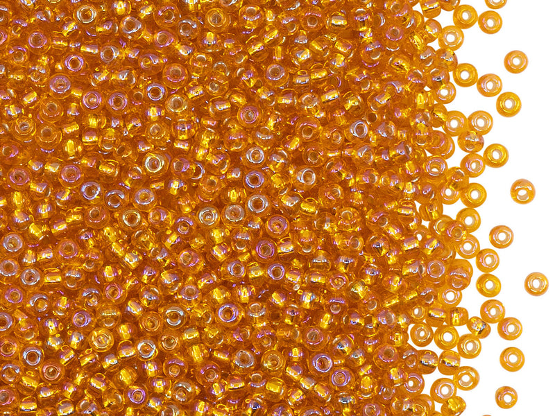 Rocailles Seed Beads 10/0, Hyacinth Rainbow Silver Lined, Czech Glass