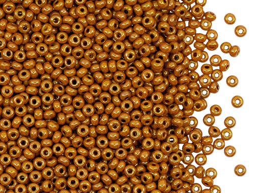 Rocailles Seed Beads 10/0, Opaque Mustard Luster, Czech Glass