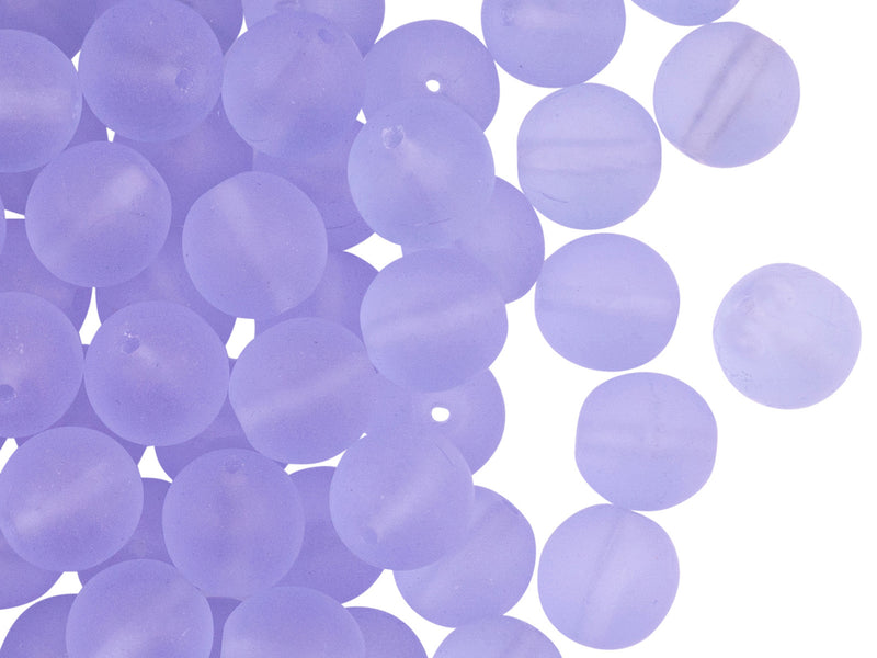 25 pcs Round Beads 8 mm, Light Blue Matte, Czech Glass