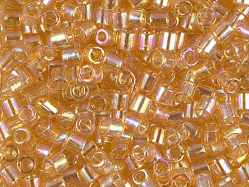 Delica Seed Beads 8/0, Transparent Light Amber AB, Miyuki Japanese Beads