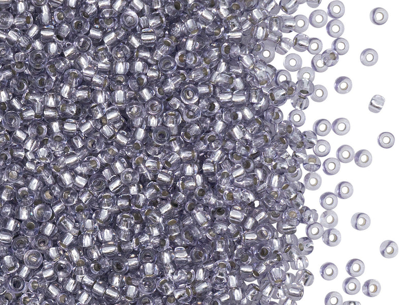 Rocailles Seed Beads 10/0, Transparent Light Amethyst Silver Lined, Czech Glass