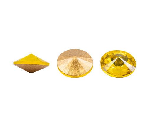 2 pcs Matubo Rivoli 16 mm, Jonquil Gold Foiled, Czech Glass