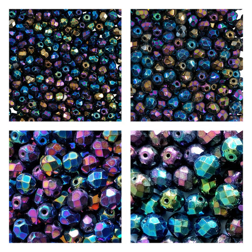 Czech Glass 3-Cut Round Window Beads (Soccer Ball Bead) Art. 151-19501 -  Crystals and Beads for Friends