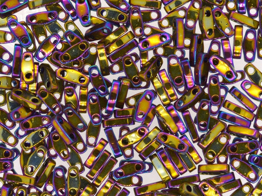 Quarter Tila™Beads 5x1.2x1.9 mm, 2 Holes, Metallic Purple Gold Iris, Miyuki Japanese Beads