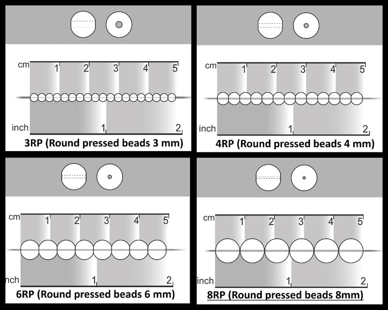 Set of Round Beads (3mm, 4mm, 6mm, 8mm), Neon Warm Mix (UV Active), total 275, Czech Glass