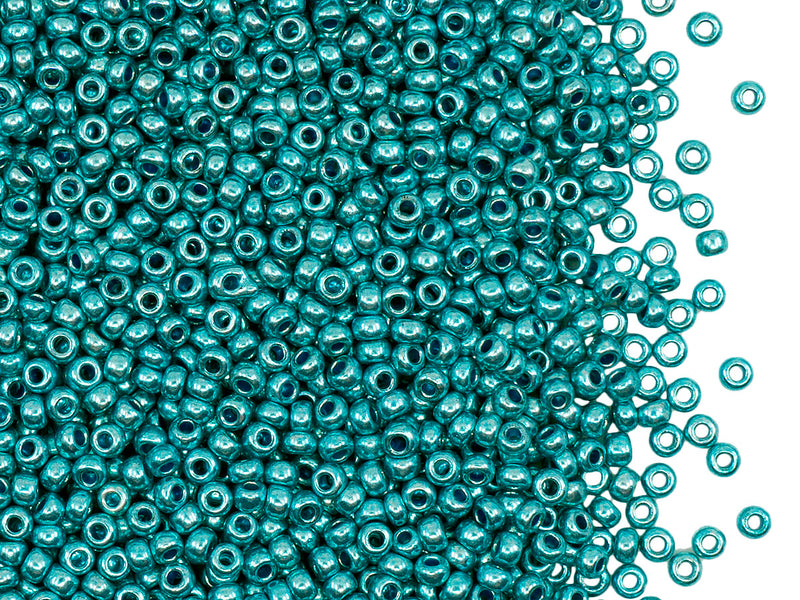 Rocailles Seed Beads 10/0, Turquoise Terra Metallic, Czech Glass