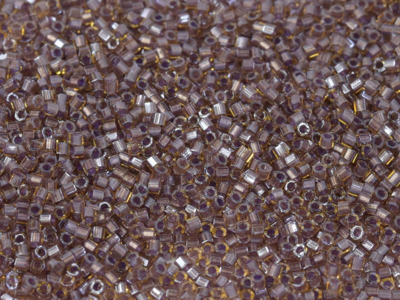 Delica Beads Cut 11/0, Sparkling Light Amethyst Lined Topaz, Miyuki Japanese Beads