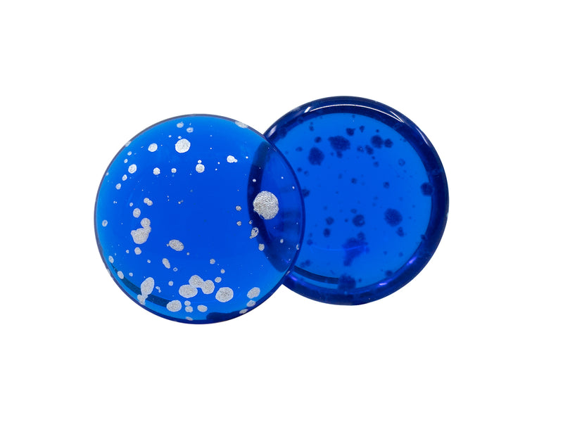 Czech Glass Cabochons 18 mm, Sapphire Splash Silver, Czech Glass