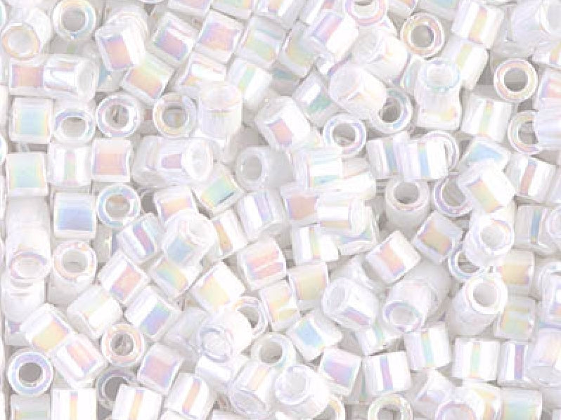 Delica Seed Beads 8/0, White Pearl AB, Miyuki Japanese Beads