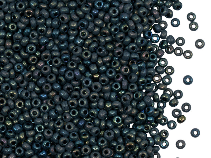Rocailles Seed Beads 10/0, Dark Green Iris, Czech Glass