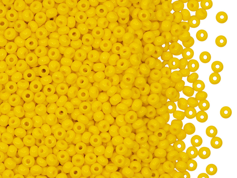 Rocailles 9/0, Opaque Yellow, Czech Glass