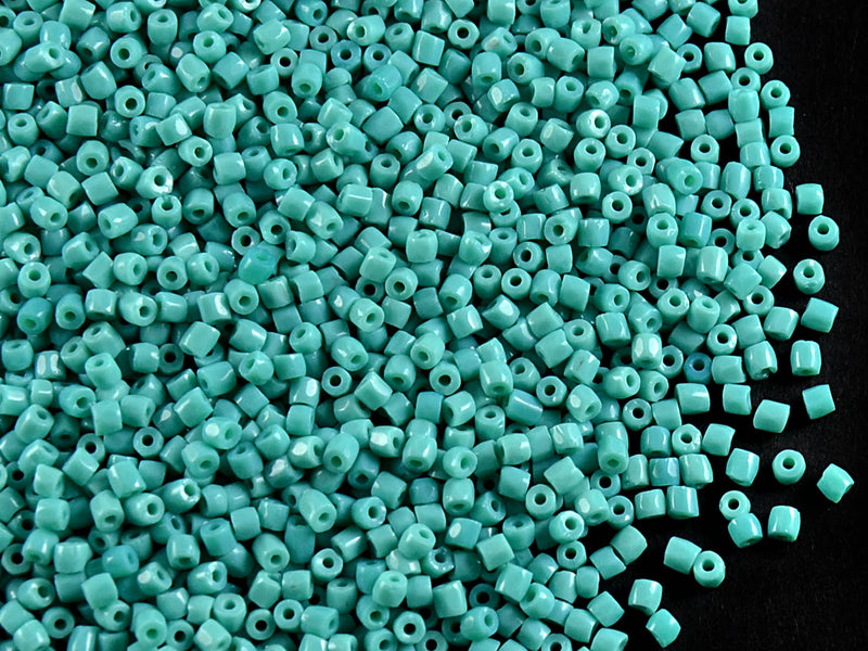 3-Cut Seed Beads Preciosa Ornela 10/0, Turquoise Green Opaque, Czech Glass
