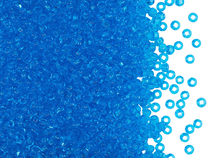 Rocailles Seed Beads 10/0, Transparent Aquamarine Blue, Czech Glass