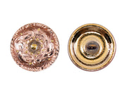 Czech Glass Buttons Hand Painted, Size 8 (18.0mm | 3/4''), Transparent Chain Ornament with Rose Gold Background, Czech Glass