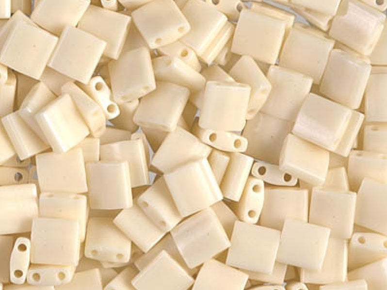 Tila™Beads 5x5 mm, 2 Holes, Ivory Pearl Ceylon, Miyuki Japanese Beads