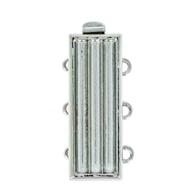 Clasps 20x7 mm, 3 Holes, Rhodium Plated, Metal