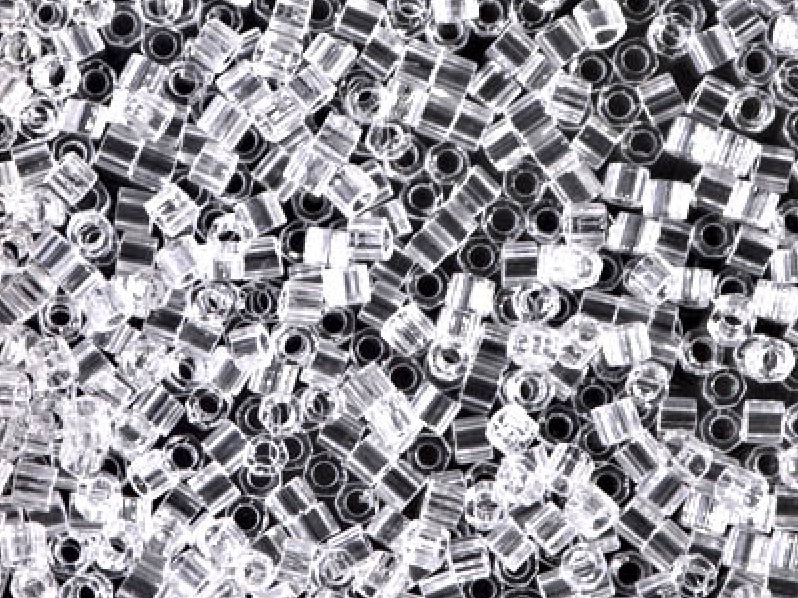 Delica Beads Cut 10/0, Transparent Crystal, Miyuki Japanese Beads