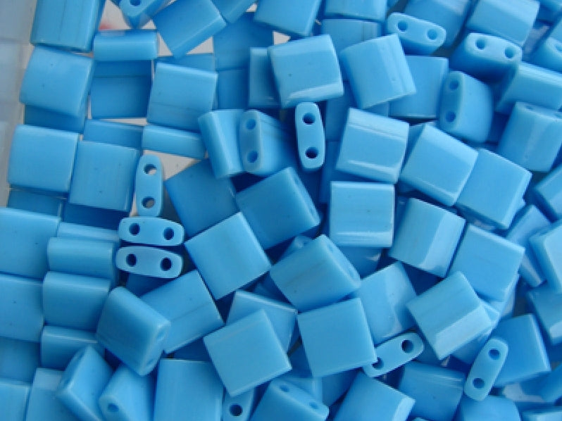 Tila™Beads 5x5 mm, 2 Holes, Opaque Turquoise Blue, Miyuki Japanese Beads