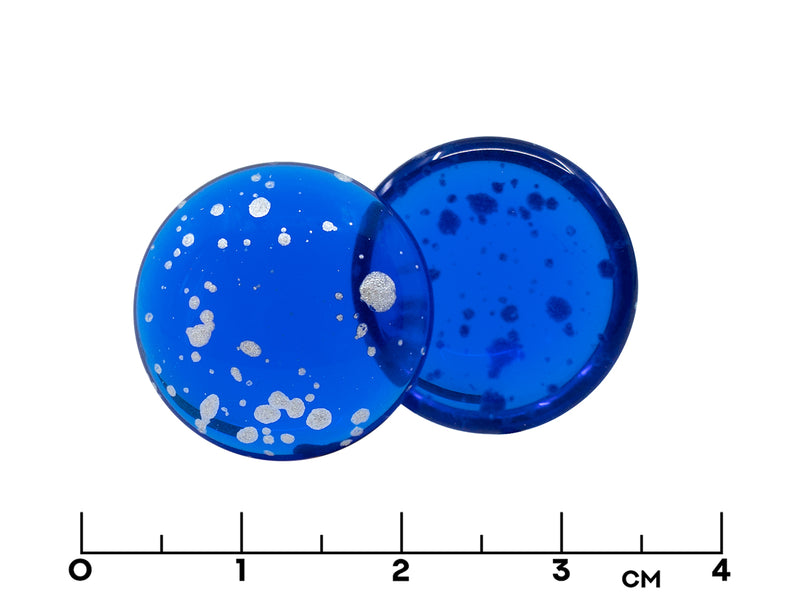 1 pc Czech Glass Cabochons 18 mm, Sapphire Splash Silver, Czech Glass