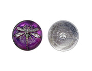 Czech Glass Cabochons 18 mm, Crystal Volcano Platinum Dragonfly, Czech Glass