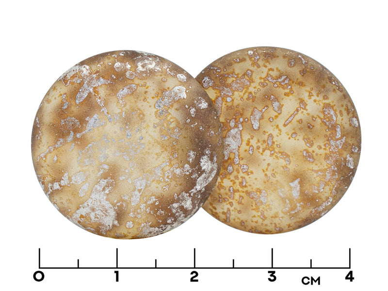 1 pc Czech Glass Cabochons 25 mm, Crystal Matte Taupe Silver, Czech Glass