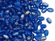 Olive Beads 6x4 mm, Transparent Sapphire AB, Czech Glass