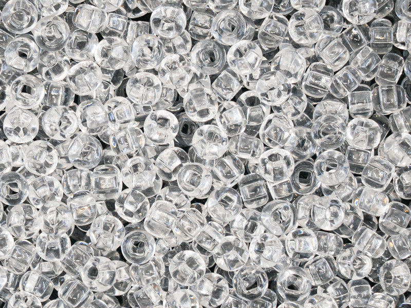 Rocailles 6/0, Crystal Clear Square Hole, Czech Glass