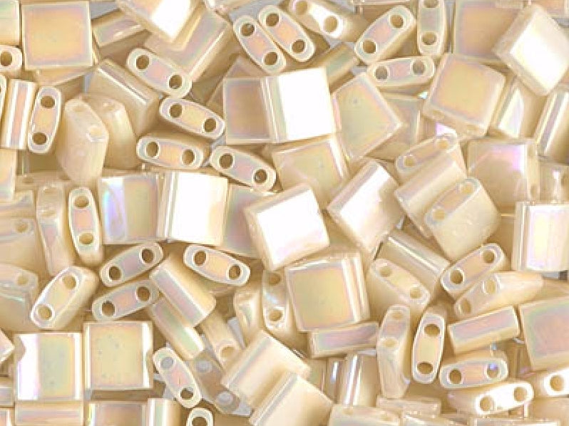 Tila™Beads 5x5 mm, 2 Holes, Ivory Pearl Ceylon AB, Miyuki Japanese Beads