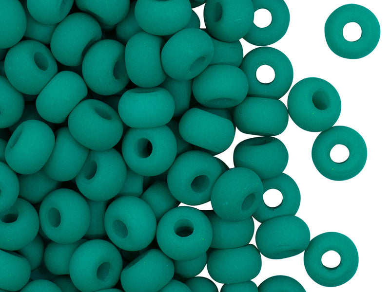 Pony Beads 7x5 mm, Neon Dark Green, Czech Glass