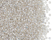 Rocailles Seed Beads 11/0, Crystal Silver Lined Rainbow Square Hole, Czech Glass