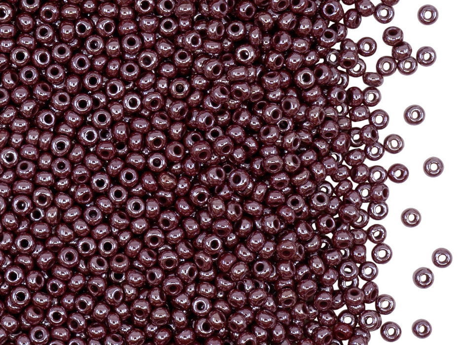 Rocailles Seed Beads 10/0, Opaque Dark Siam Luster, Czech Glass