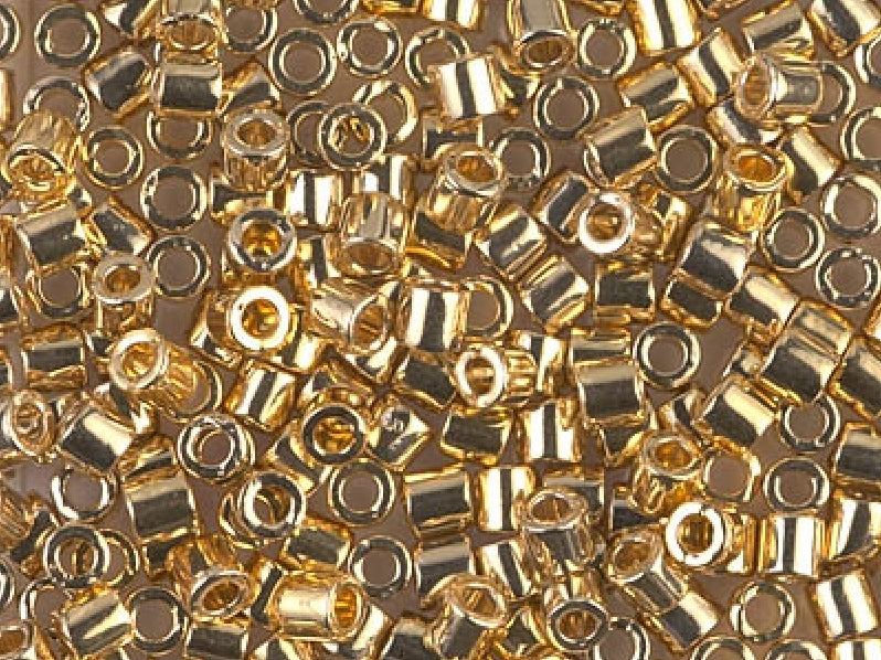 Delica Seed Beads 8/0, 24KT Light Gold Plated, Miyuki Japanese Beads