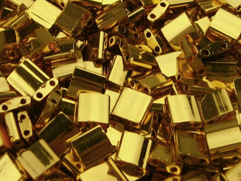 Tila™Beads 5x5 mm, 2 Holes, 24KT Gold Plated, Miyuki Japanese Beads
