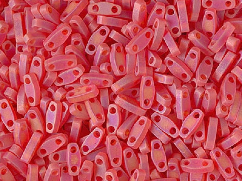 Quarter Tila™Beads 5x1.2x1.9 mm, 2 Holes, Light Red Matted AB, Miyuki Japanese Beads