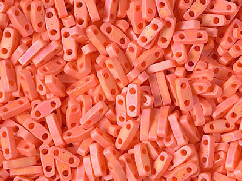 Quarter Tila™Beads 5x1.2x1.9 mm, 2 Holes, Opaque Orange Matted AB, Miyuki Japanese Beads