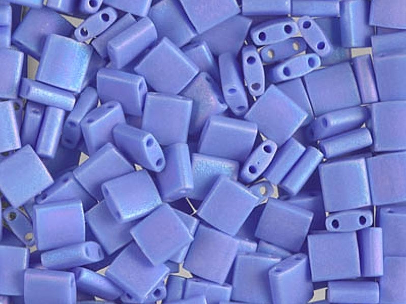 Tila™Beads 5x5 mm, 2 Holes, Opaque Periwinkle Matted AB, Miyuki Japanese Beads