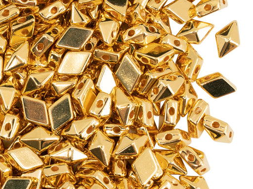 Diamonduo™ Beads 5x8 mm, 2 Holes, Gold Plated 24KT, Metal