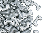 Telos® par Puca® Beads 12x6x3.5 mm, 4 Holes, Silver Aluminum Matte, Czech Glass