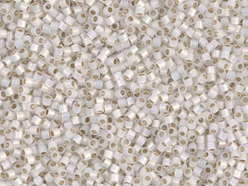 Delica Seed Beads 15/0, White Opal Gilt Lined, Miyuki Japanese Beads