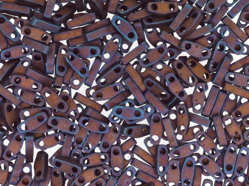 Quarter Tila™Beads 5x1.2x1.9 mm, 2 Holes, Matted Metallic Copper, Miyuki Japanese Beads